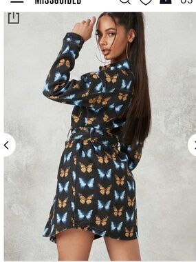 Missguided “dress”/ jacket with monarch and blue morpho butterflies